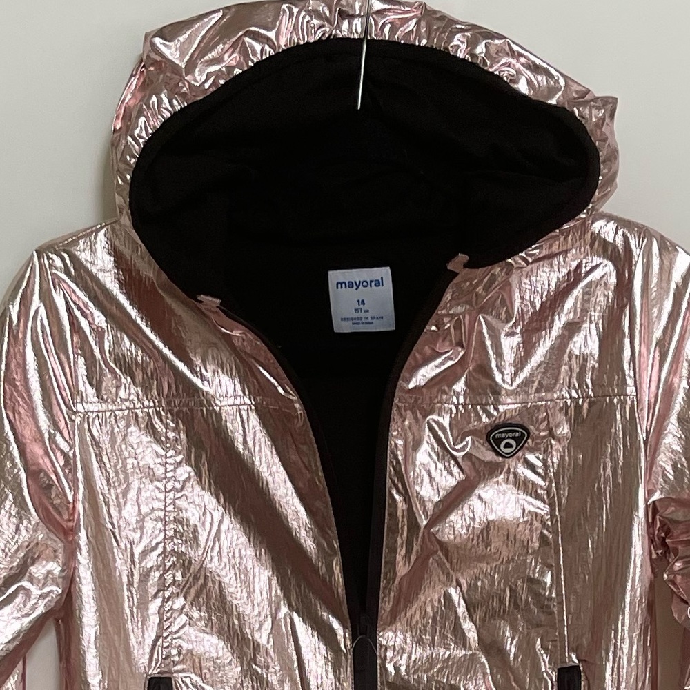MWT Mayoral Girls Hooded Foil Jacket - Picture 3 of 5